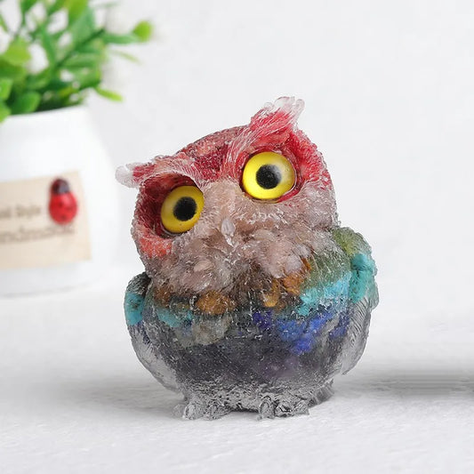 Crystal Owl Statue colorfull crystal 1pc
