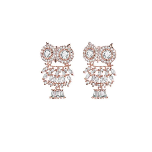 Rose Gold Owl Earrings Rose Gold