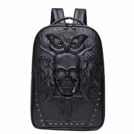 Black Leather Owl Backpack black United States