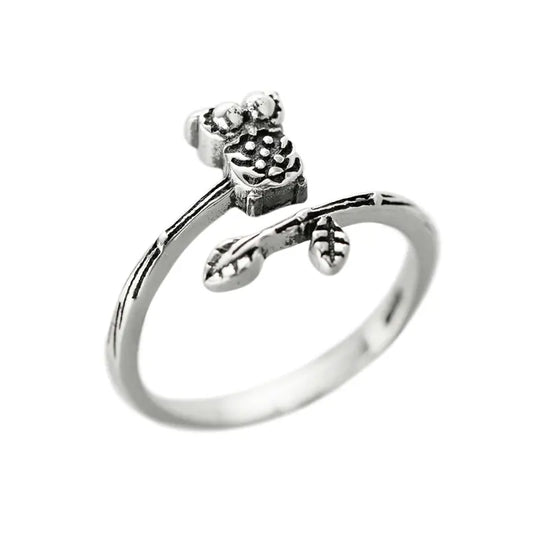 Small Owl Ring Silver Resizable