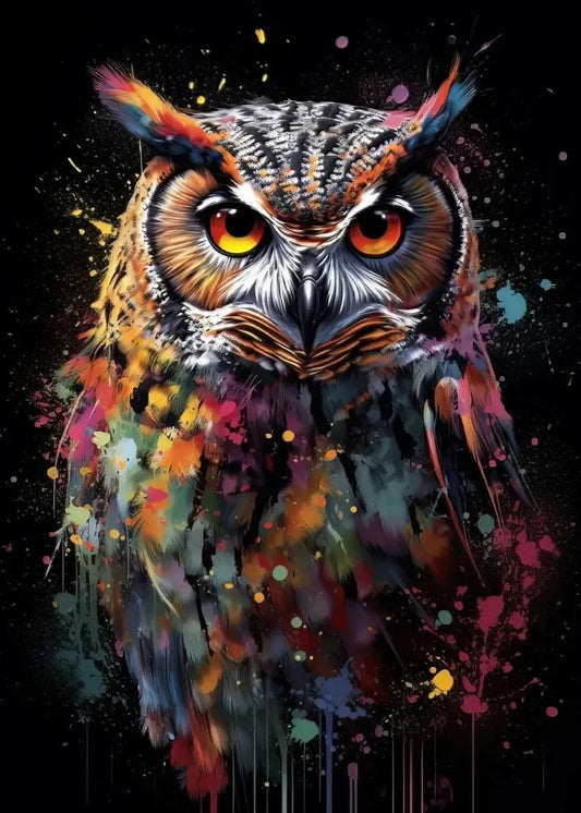 Colorful Owl Painting Colorful