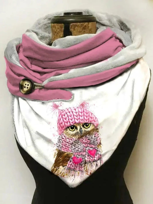 Pink Owl Print Scarf Pink 54" x 20" | 135 x 50 cm