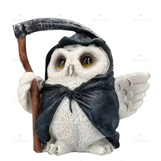 Vintage Owl Statue White 12cm