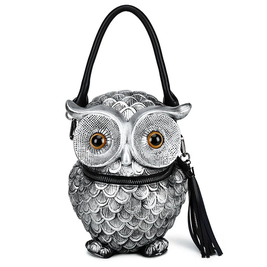 Owl Shaped Bag Silver (20cm<Max Length<30cm)