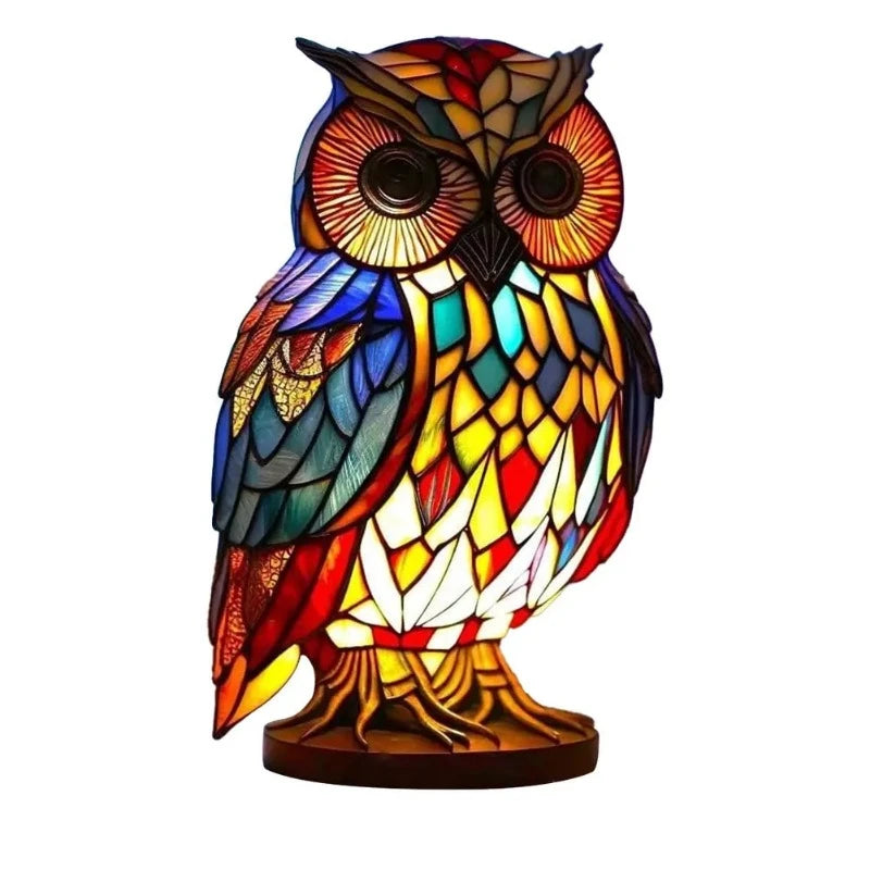 Owl Stained Glass Lamp Colorful United States