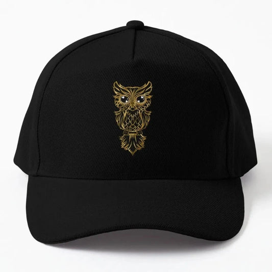 Black and Gold Owl Hat Black