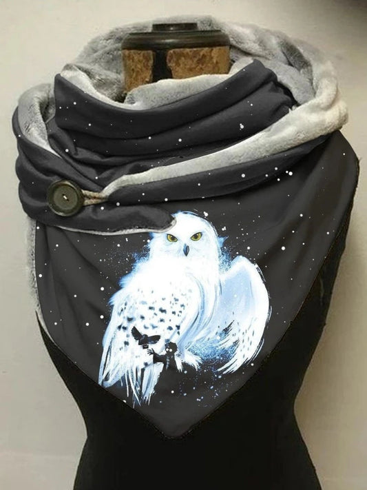 Owl Scarf Black and White Black and White 54" x 20" | 135 x 50 cm