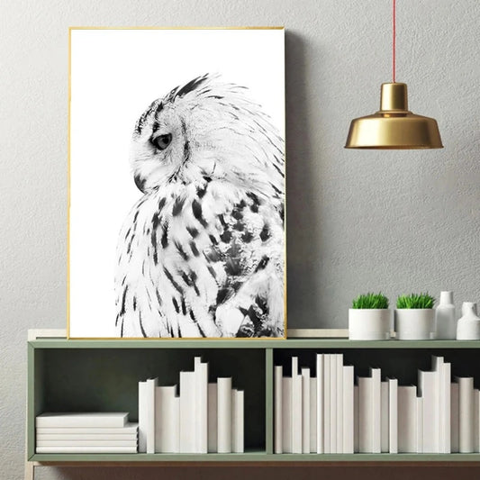 Black and White Owl Painting