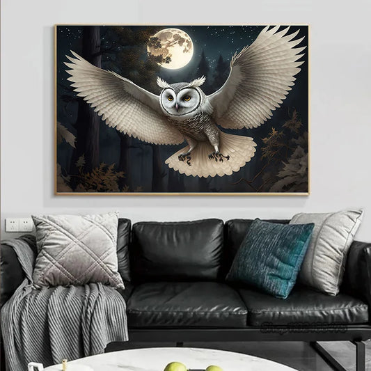 Owl and Moon Painting