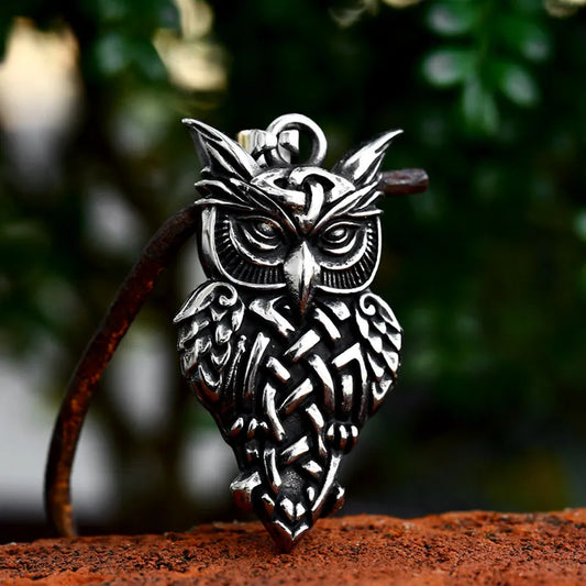 Viking Owl Pendant Silver