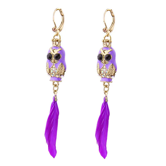 Purple Owl Earrings Purple