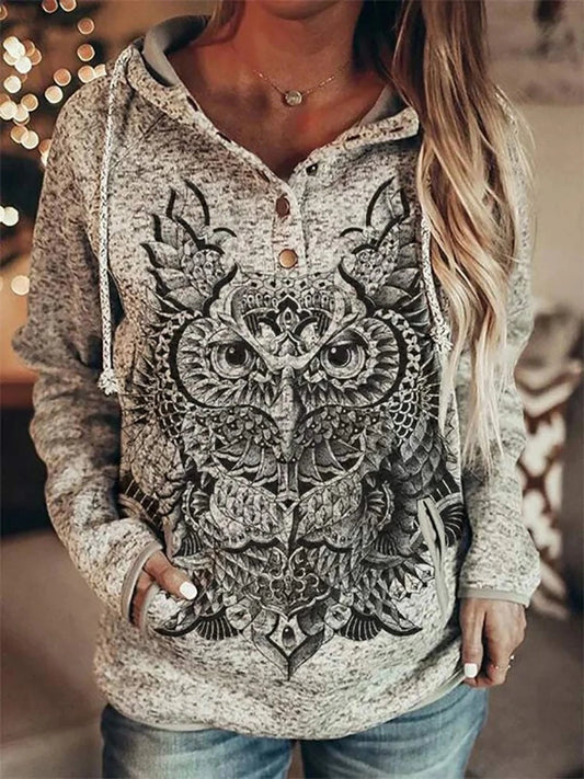 Women's Owl Sweater Gray