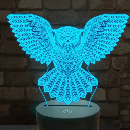 3D Owl Lamp 16 color with remote